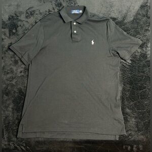 Polo Ralph Lauren Black Polo Shirt Mens Large White Pony S/S Cotton Preppy 401